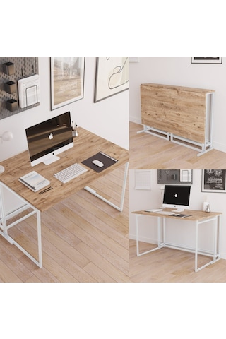 Fahrettin Küçük Worklife Katlanabilir Çalışma Masası Bilgisayar Masası Çizim Masası Work001  Beyaz71