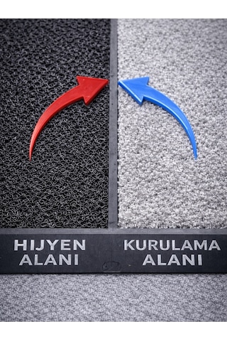 Beylini Çift Taraflı Dezenfektan Hijyen Paspası Kapı Ev Ofis Giriş Kıvırcık Paspas Kurulama Kaydırmaz 40x80 Cm Gri