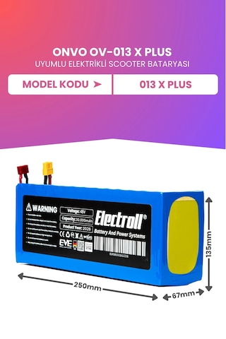 Onvo Ov-013 X Plus Uyumlu Batarya Maksimum Kapasite 48v 30.000mah Elektrikli Scooter Bataryası Çok Renkli