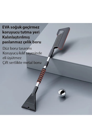 Ally Araba Kar Fırçası Kar Küreği Teleskopik Döndürülebilir Araç Kar Fırçası- 5775 Gri