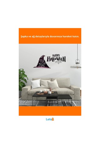 Happy Halloween Temalı Eğlenceli Duvar Stickerı 57 Cm X 24 Cm Çok Renkli