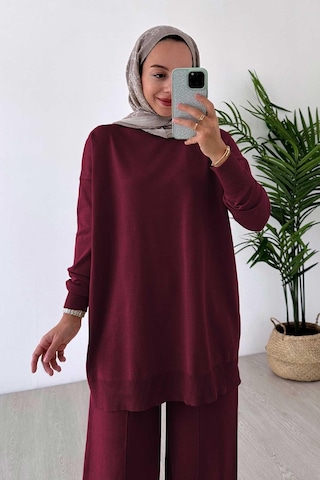Kahijab Işıltılı Merserize Takım - Bordo Bordo