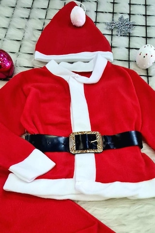 Pazarız Bebek Yeni Yıl Noel Baba Kostüm Yılbaşı Takımı Kırmızı
