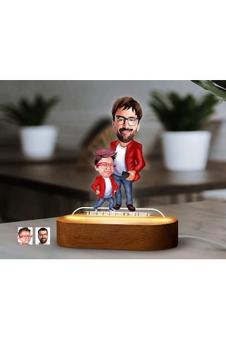 Bk Gift Kişiye Özel Baba-oğul Karikatürlü Dekoratif 3d Biblo Led Işıklı Gece Lambası-5, Babaya Hediye, Babalar Günü Hediyeleri Kobitmeyen138257 Bk Gif