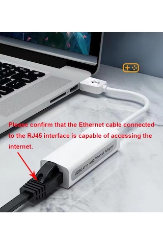 Kablolu Usb To Ethernet Çevirici, 2.0, Kurulum Gerektirmez