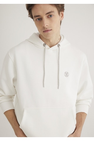 Mavi - Mavi Logo Nakışlı Kapüşonlu Beyaz Sweatshirt 065809-34519