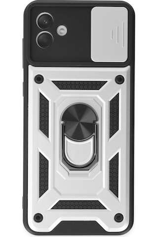 Newface - 519 - Samsung Galaxy Uyumlu A04 Kılıf Pars Lens Yüzüklü Silikon - Csmo-tex - - Gümüş