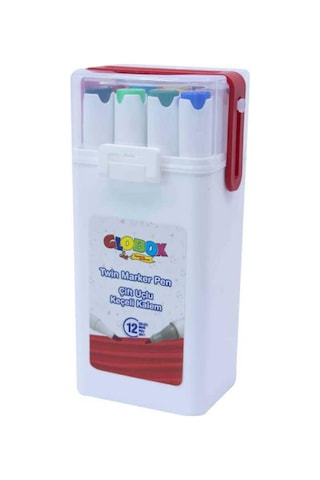 Globox Twin Marker Set Çift Uçlu Keçeli Kalem 12 Renk Plastik Çantalı Globox Twin Marker Set Çift Uçlu Keçeli Kalem 12 Renk Plastik Çantalı