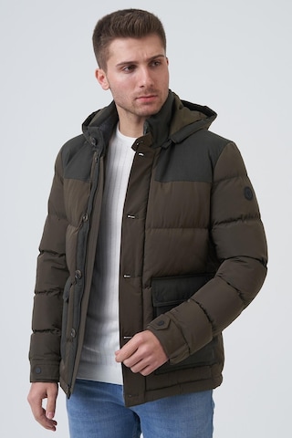 White Stone San Antonio 58167 Slim Fit Kapüşonlu Kaban Haki-Haki