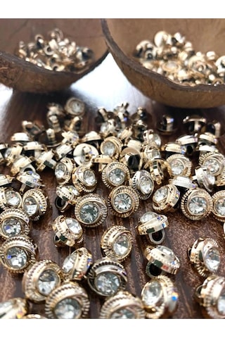 11,5 Mm Gold Taşlı Düğme 15 Adet