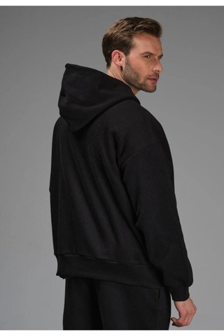 Tarzsokak Siyah Oversize 3 Iplik Kalın Içi Polarlı Fermuarlı 1.kalite Bol Kesim Düz Baskısız Sweatshirt Siyah