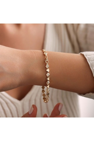 Sembol Gold İtaly Altın Bileklik Triangle Renkli Çok Renkli