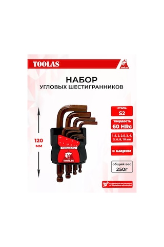 Toolas 9 Parçalı Kısa Köşe Altıgen Anahtar Seti 320889803