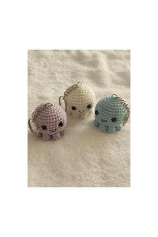 Amigurumi Ahtapot Anahtarlık 4-5 Cm - 3 Adet Çok Renkli