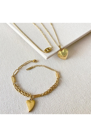 Kalp Açılır Bileklik 3'lü Çelik Set Çok renkli