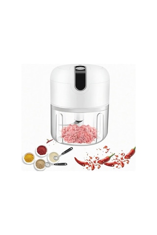 Qianfan Sarjlı Mini El Rondosu Çelik 3 Bıçaklı 250 Ml Hazneli