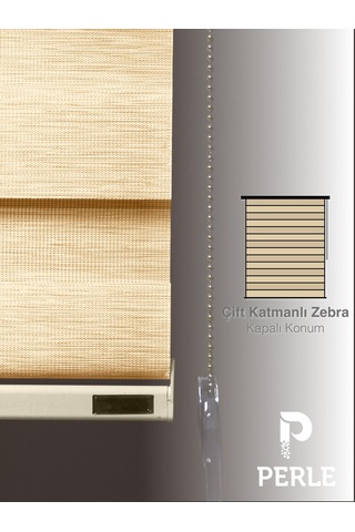 Br Perle Fil Dişi Renk Bambu Stor Zebra Perde Yüksek Kalite Alüminyum Kasa Fildişi