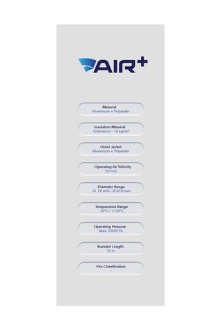 Air Ø203mm Alüminyum Isı I Zoleli Flexible Hava Kanalı 10mt