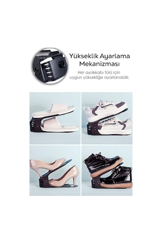 20'li Tekli Ayarlanabilir Ayakkabı Rampası - Dolap İçi Ayakkabı Düzenleyici Organizer Siyah