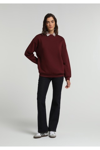 Colin's Colins Relaxed Fit Yuvarlak Yaka Baskılı Kadın Bordo Sweatshirt Cl1080989 Q1.v2 Bur Çok Renkli