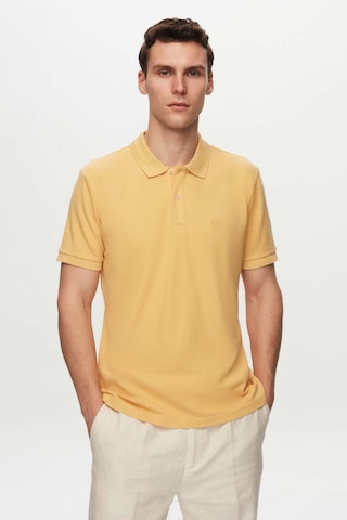 D's Damat Ds Damat Regular Fit Açık Sarı Pike Dokulu %100 Pamuk Kıvrılmaz Polo Yaka Nakışlı T-Shirt 4HC14ORT51000 Sarı