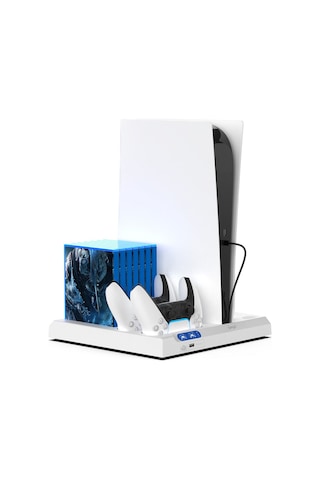 İpega Ps5 Slim Dijital/ps5 Slim Disk Multifonksiyonel Şarjlı,soğutucu Fanlı,vr Standlı Cd Raf Stand