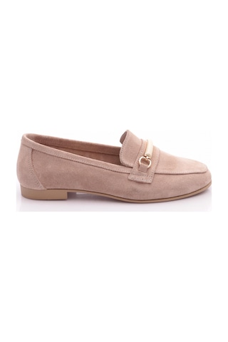 Dgn 3772 Kadin Tokali Loafer Ayakkabi Bej Süet