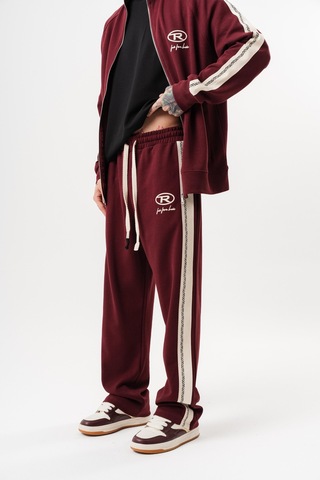 Respire Erkek Ffb Şerit Detaylı Doubleface Baggy Eşofman Altı Bordo