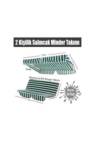 Viphomeconcept Gölgelikli Salıncak Minder Takımı, Bahçe Salıncak Minderi (434407002) Yeşil