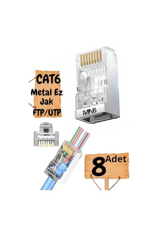 Mn6 M117xf Cat6 Jack/8 Adet-metal Ez/yeni Nesil Rj45 Cat6-8p/8c Açık Uçlu/cat6 Konnektör