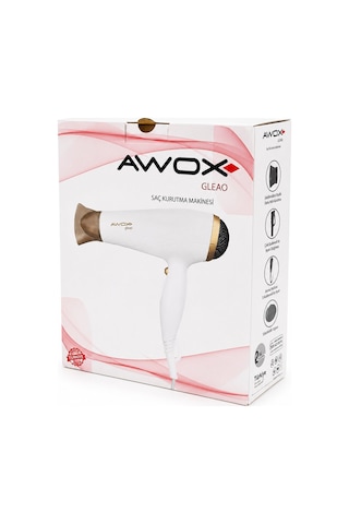Awox Gleao Saç Kurutma Ve Fön Makinesi 1700-2000w 2 Kademe Fan 3 Kademe Sıcaklık Beyaz Soğuk Üfleme