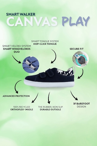 Smart Walker Canvas Play Eco Lacivert Barefoot Çocuk Ayakkabı