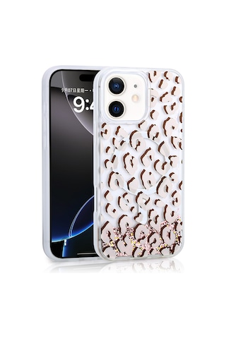 Zore Apple Uyumlu iPhone 11 Kılıf Sıvılı Simli Baskılı Şeffaf Arka Yüzey Mossa Silikon Kapak - Pembe