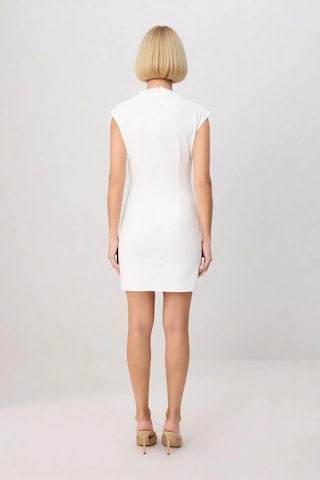 Benerly Kadın Kolsuz Dik Yaka Bodycon Mini Elbise Esnek Dokuma Astarsız K Ekru