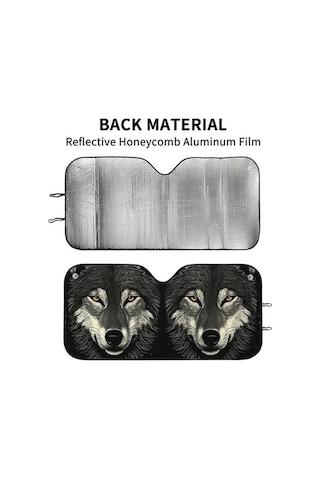 Pazly 1 Adet Wolf Face Araba Ruzgarlık Guneslik 130x56cm 51x22inc Dayanikli Polyester Modern Tasarim Tüm Arabalar Suv Kamyon Van İçin