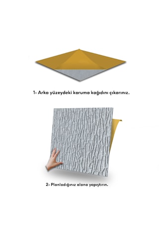 Tink Kendinden Yapışkanlı Keçe Karo Zemin Ve Duvar Kaplama Geometrik Desenli Gri 48x48 Cm 4 Adet 0,92 M² 4 Adet 0,92 M²