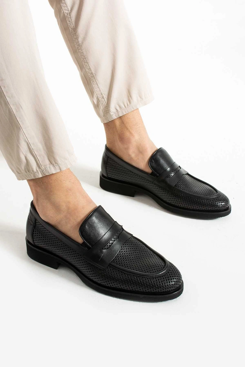 Bestello Bağcıksız Zımbalı Eva Taban Loafer 331-666 Erkek Ayakkabı Siyah