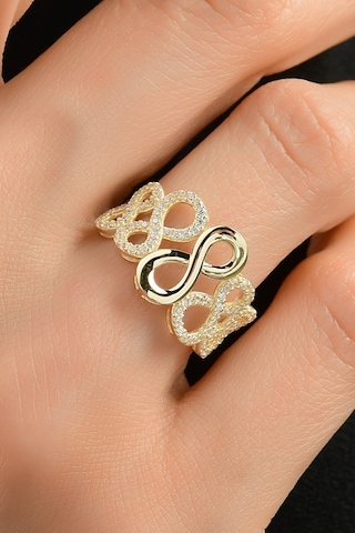 Sonsuzluk Taşlı Altın Yüzük 8 Ayar Sarı Altın