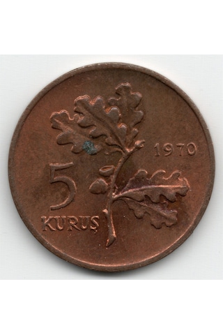 5 Kuruş 1970 Çil Eski Madeni Para