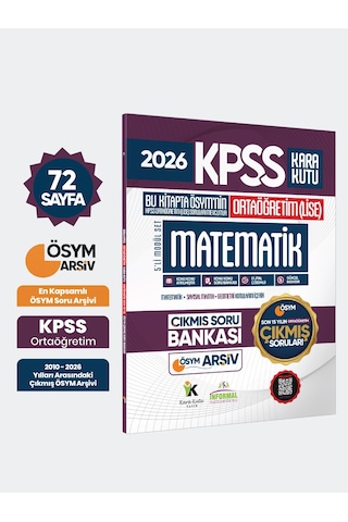 2026 Fullortaöğretim Kpss Matematik Kara Kutu ÖSYM Çıkmış Soru Bankası Son 15 Yıl(sadece Lise)