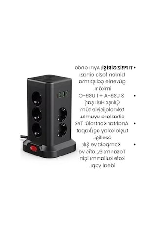 11'li Akım Korumalı Usb Priz Kulesi, 3680w Güç İle Hızlı Şarj 0