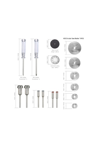 Yifomall 44 Parça Mini Daire Testere Seti - Metal, Cam Ve Seramik Kesme İçin Çok Amaçlı Elektrikli Alet Aksesuarları