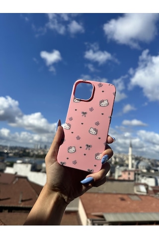 İphone 13 Mini Uyumlu Sevimli Hello Kittys Tasarımlı Telefon Kılıfı - Şeker Pembe