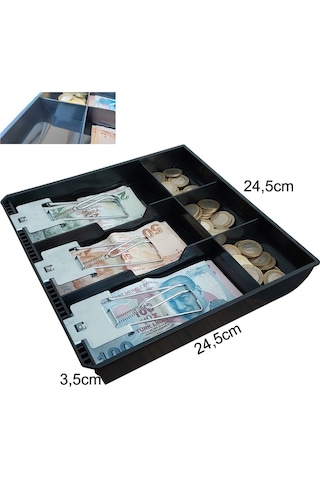 Para Çekmecesi Metal 3lü Banknot 3 Bozuk Para Hazneli