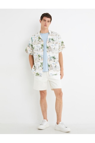 Koton Kot Şort Beli Lastikli Düğmeli Cep Detaylı Katlı Paça Kırık Beyaz 3sam40322nd 3SAM40322ND001 Ekru