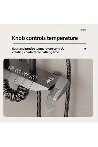 Fastbuy Challenger Gri 4 Fonksiyonlu Piyano Tuşlu Modern Banyo Seti Yağmur Baş Şelale Fıskiye Gri