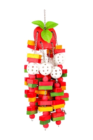 Samdoo Kuşlar İçin Ahşap Çiğneme Oyuncakları, Doğal Malzeme, Papaganlar İçin Diş Bakımı Ve Zaman Geçirme, El Yapımı Elma Şeridi Oyuncağı