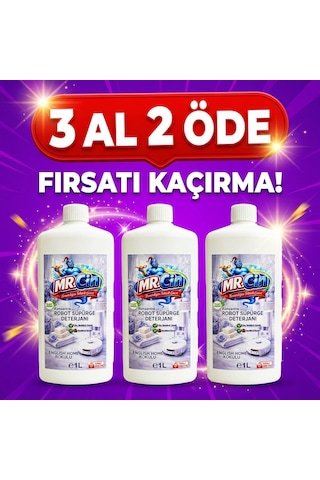 Mr.cin Robot Süpürge Deterjanı English Home Kokulu 1 Litre X 3 Adet Tekli