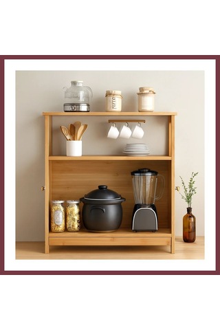 Storeşahin Çok Amaçlı Bambu Dolap 66x33x85 Cm - Organizer Raflı Shn0720