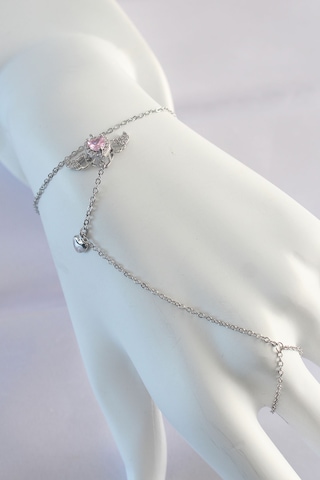 316l Çelik Gümüş Renk Pembe Zirkon Taşlı Kanatlı Kalp Model Şahmeran Altın